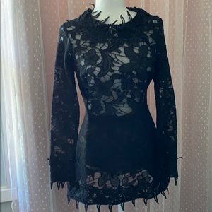 Long sleeve lace cocktail mini dress